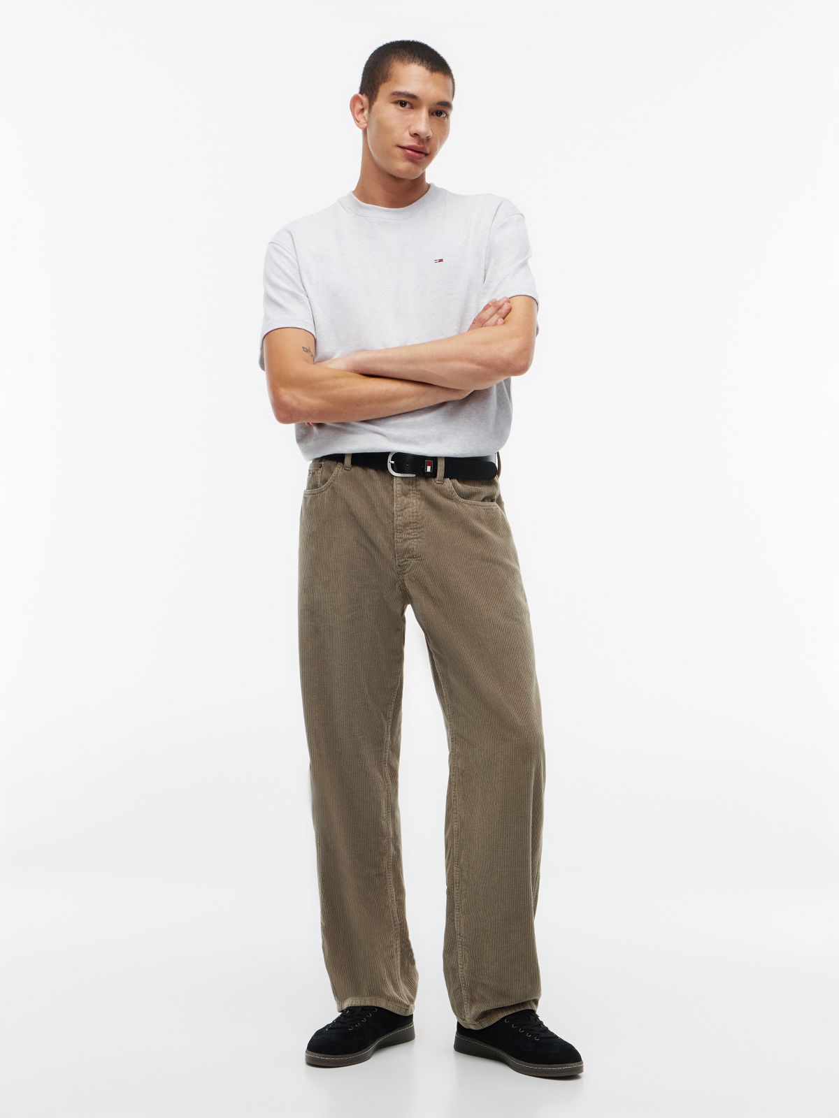 Jaimie Loose Straight Five-Pocket Corduroy Trousers — Green