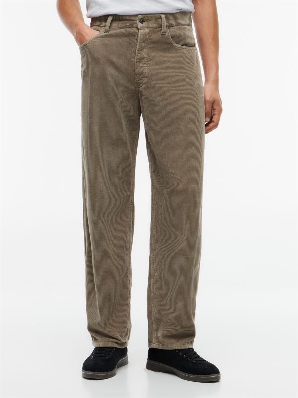 Jaimie Loose Straight Five-Pocket Corduroy Trousers — Green