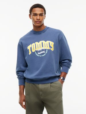 blue varsity logo relaxed terry sweatshirt for men tommy jeans