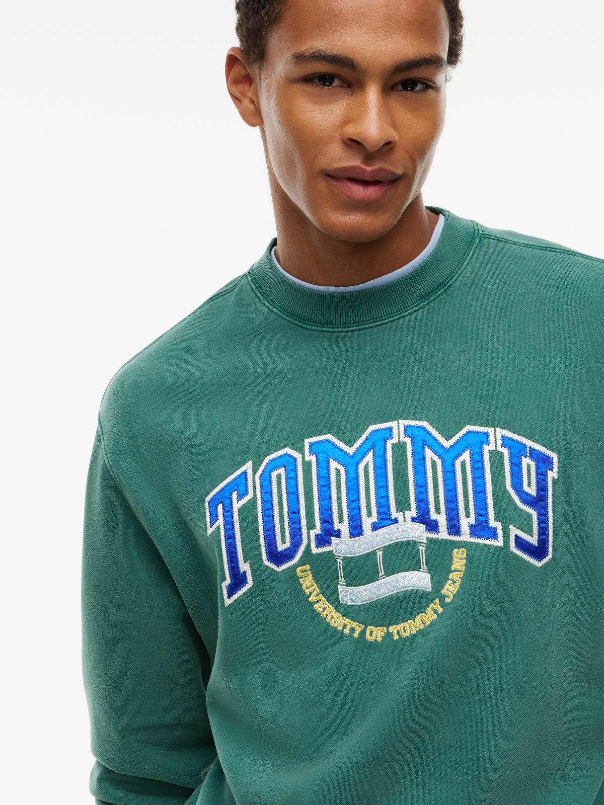 Varsity Logo Relaxed Terry Sweatshirt — Green