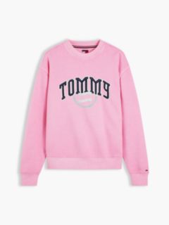 Varsity Logo Relaxed Terry Sweatshirt — Pink 5