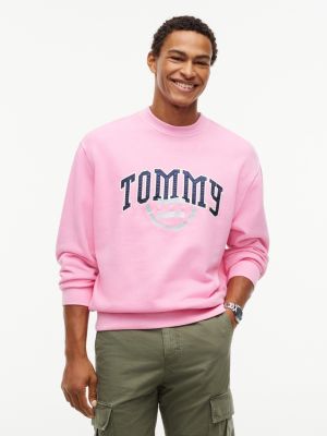 pink relaxed fit varsity sweatshirt aus terry für herren - tommy jeans