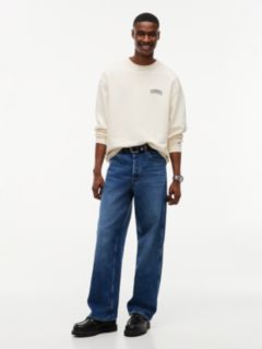 Logo Relaxed Crew Neck Sweatshirt — Beige 2