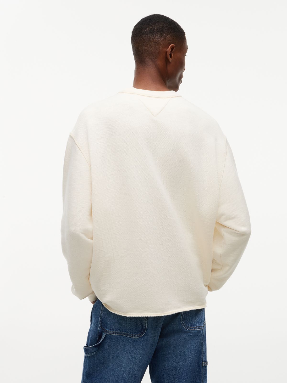 Logo Relaxed Crew Neck Sweatshirt — Beige