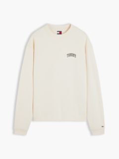 Logo Relaxed Crew Neck Sweatshirt — Beige 5