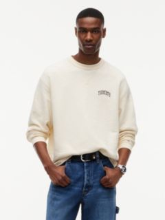 Logo Relaxed Crew Neck Sweatshirt — Beige 1