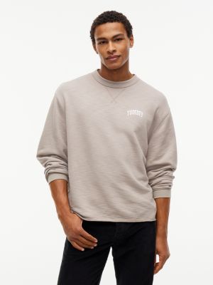 grey logo relaxed crew neck sweatshirt for men tommy jeans