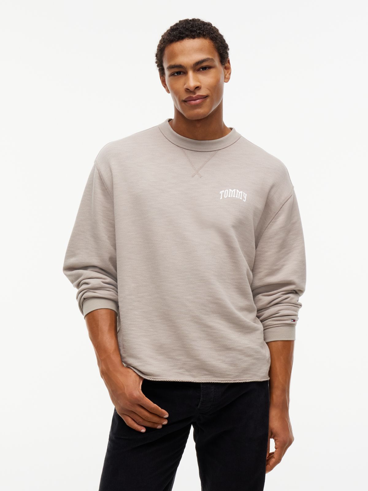 Logo Relaxed Crew Neck Sweatshirt — Grey