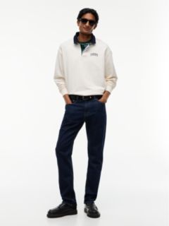 Contrast Collar Relaxed Rugby Shirt — White 2