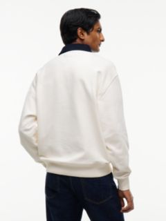 Contrast Collar Relaxed Rugby Shirt — White 4