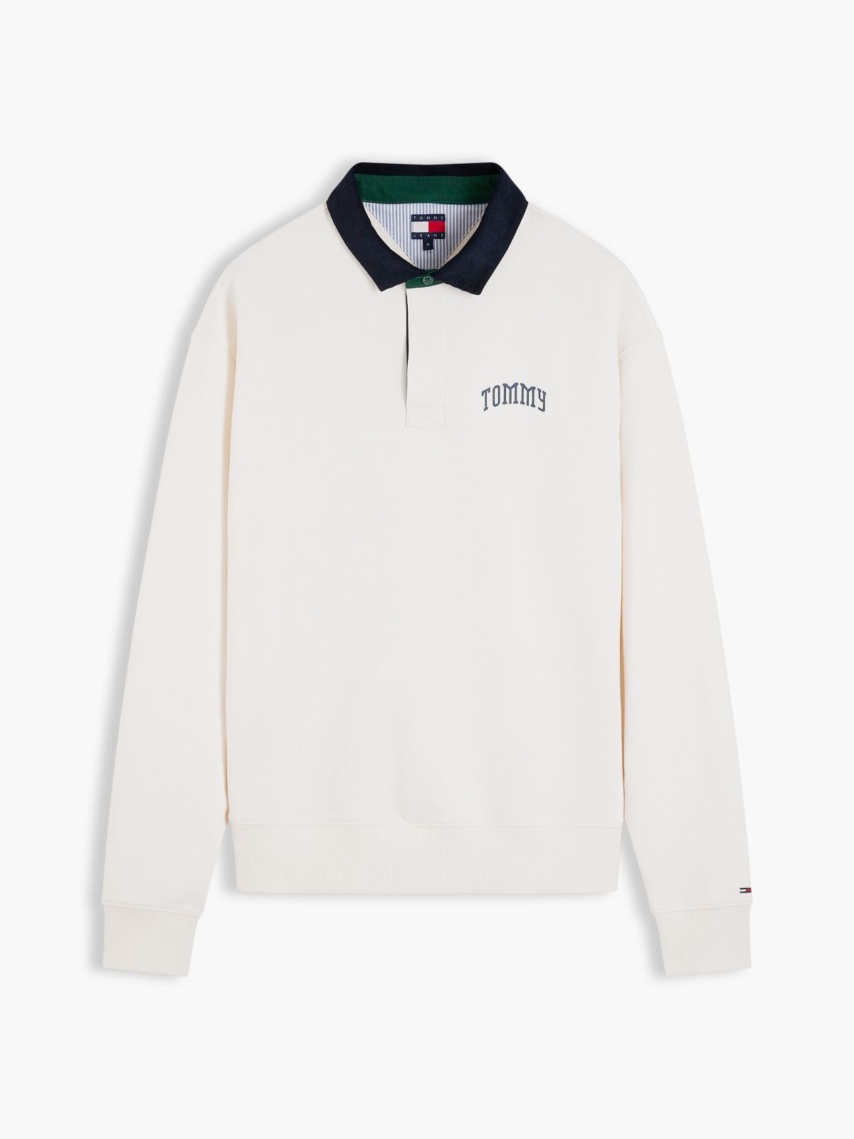 Contrast Collar Relaxed Rugby Shirt — White