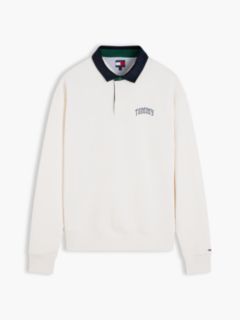 Contrast Collar Relaxed Rugby Shirt — White 5