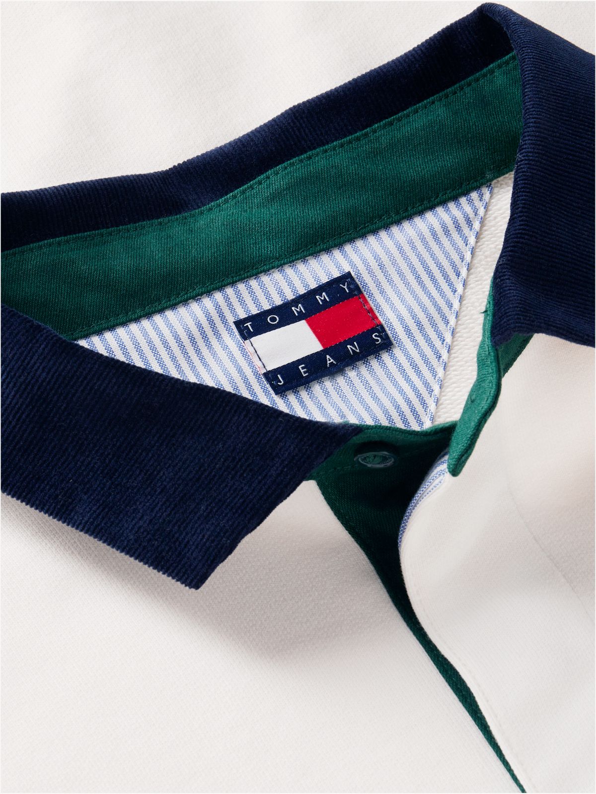 Contrast Collar Relaxed Rugby Shirt — White