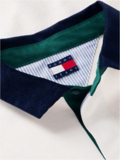 Contrast Collar Relaxed Rugby Shirt — White 6