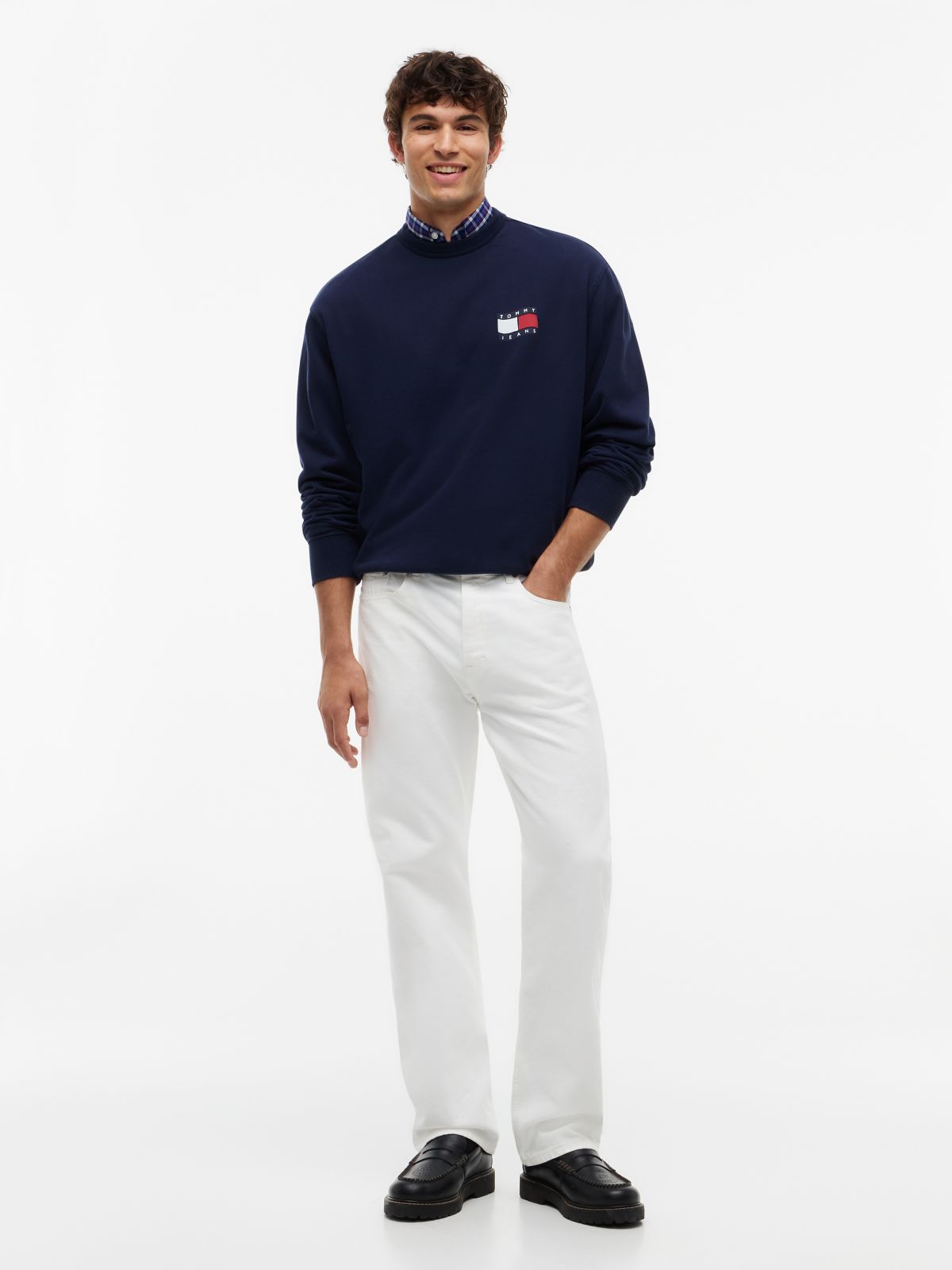 Back Wavy Flag Terry Relaxed Sweatshirt — Blue