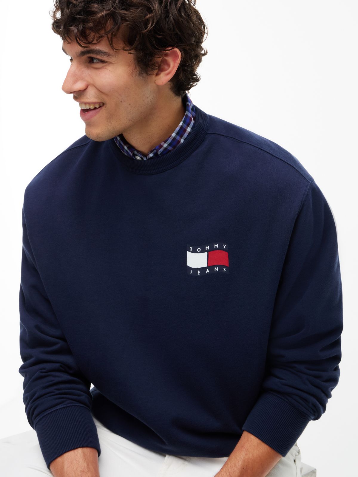 Back Wavy Flag Terry Relaxed Sweatshirt — Blue