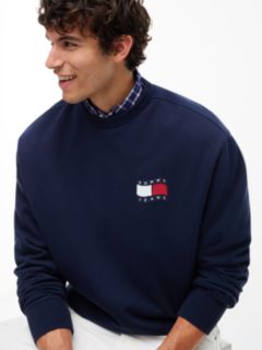 Back Wavy Flag Terry Relaxed Sweatshirt — Blue 3