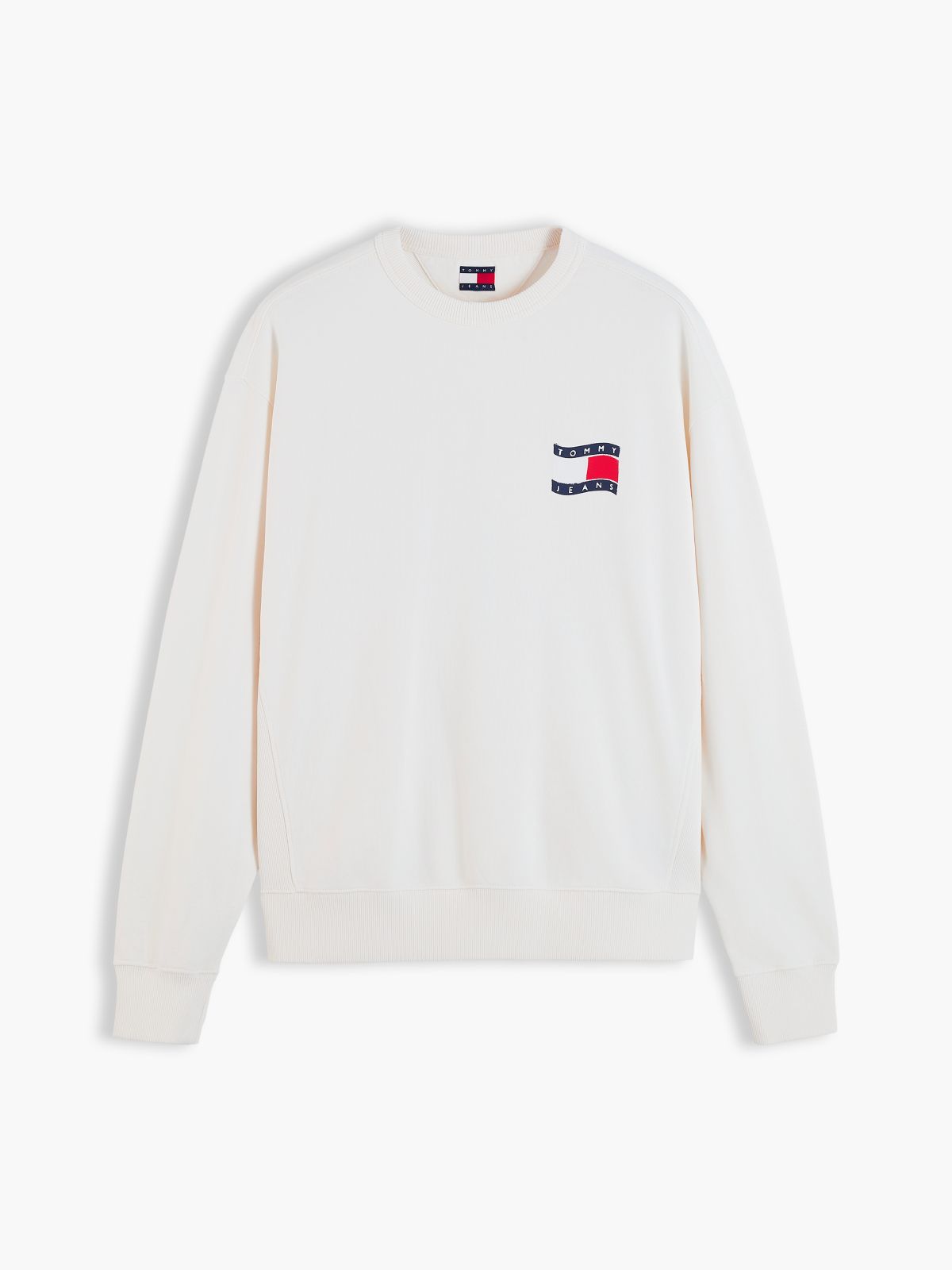 Back Wavy Flag Terry Relaxed Sweatshirt — White