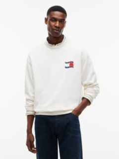 Back Wavy Flag Terry Relaxed Sweatshirt — White 1