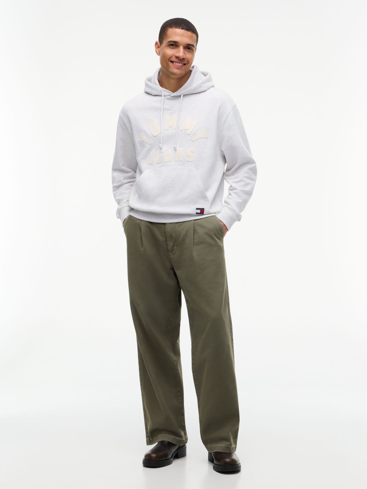 Classic Logo Relaxed Fleece Hoody — Grey