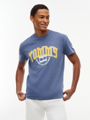 blue varsity logo jersey t-shirt for men tommy jeans