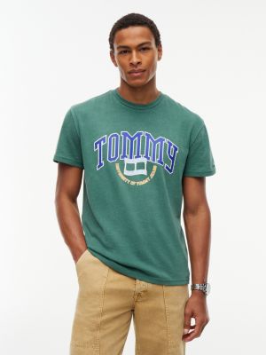 green varsity logo jersey t-shirt for men tommy jeans