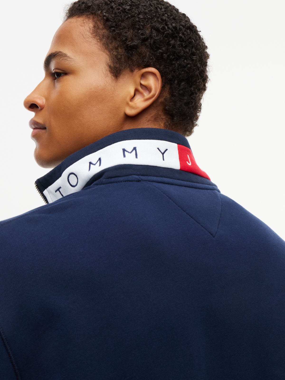 Tommy Badge Relaxed Quarter-Zip Sweatshirt — Blue