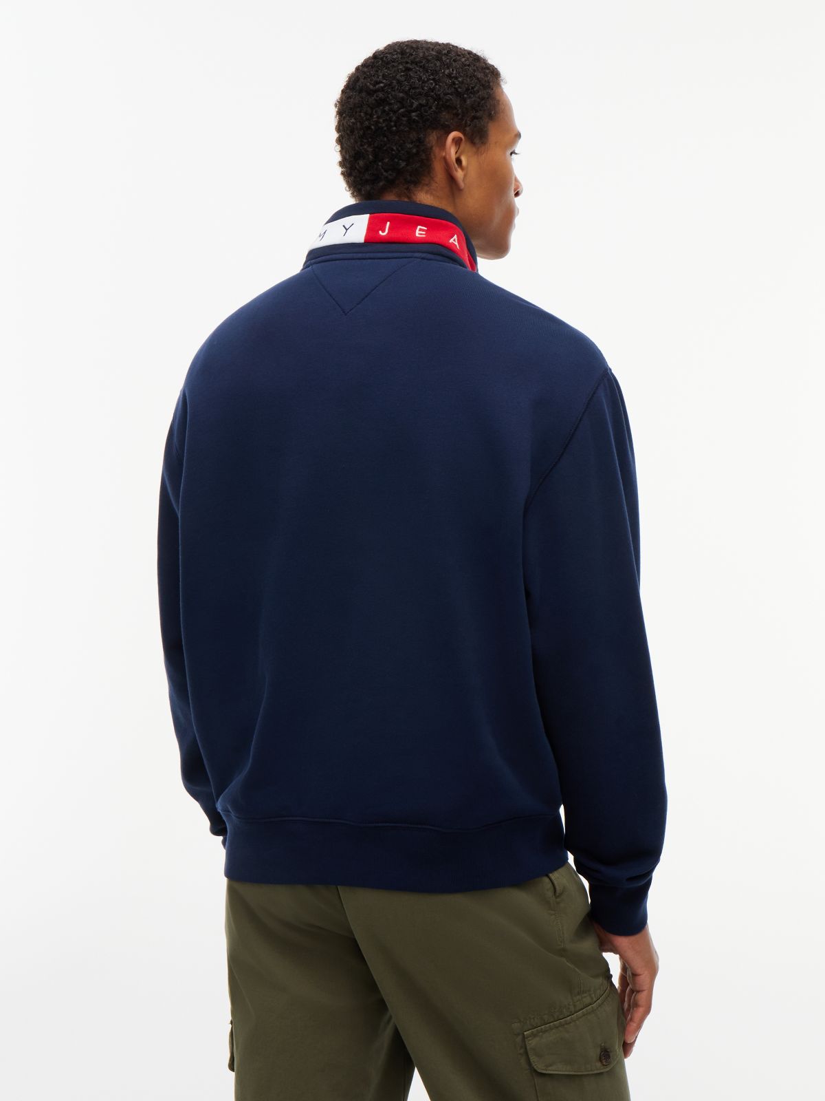 Tommy Badge Relaxed Quarter-Zip Sweatshirt — Blue