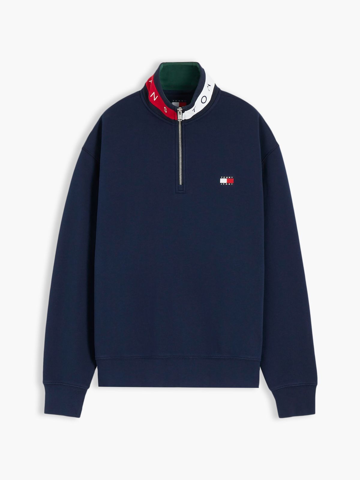 Tommy Badge Relaxed Quarter-Zip Sweatshirt — Blue