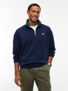 Tommy Badge Relaxed Quarter-Zip Sweatshirt — Blue 1