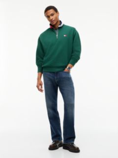 Tommy Badge Relaxed Quarter-Zip Sweatshirt — Green 2
