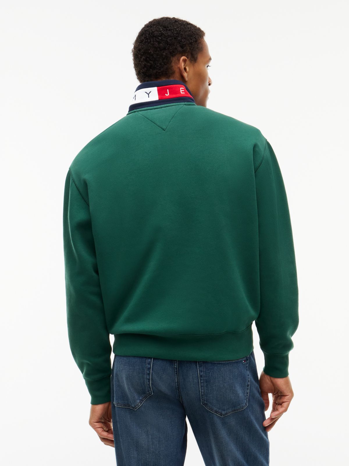 Tommy Badge Relaxed Quarter-Zip Sweatshirt — Green