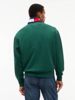 Tommy Badge Relaxed Quarter-Zip Sweatshirt — Green 4