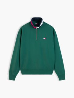 Tommy Badge Relaxed Quarter-Zip Sweatshirt — Green 5