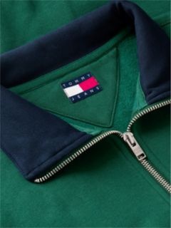 Tommy Badge Relaxed Quarter-Zip Sweatshirt — Green 6