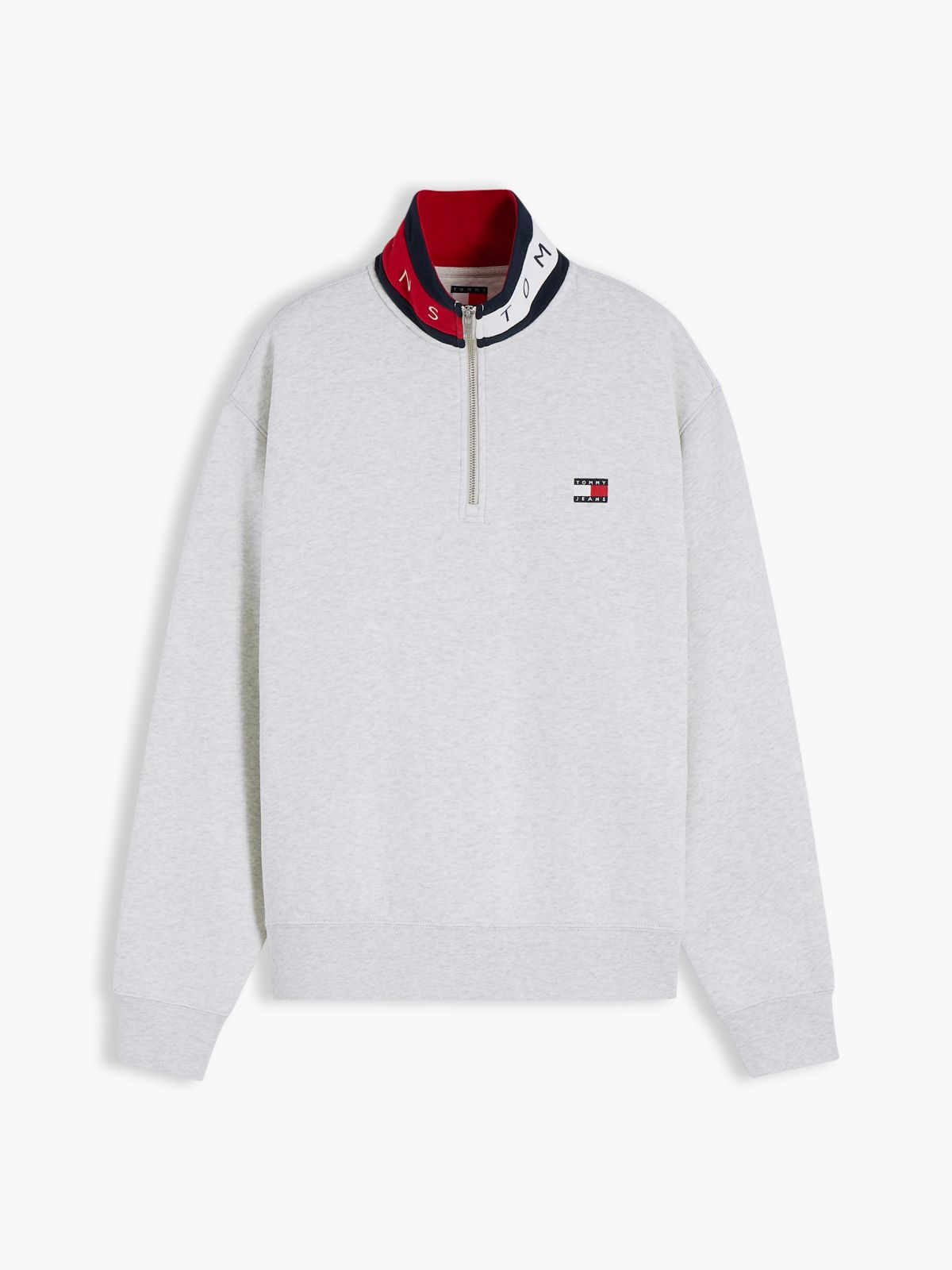 Tommy Badge Relaxed Quarter-Zip Sweatshirt — Grey