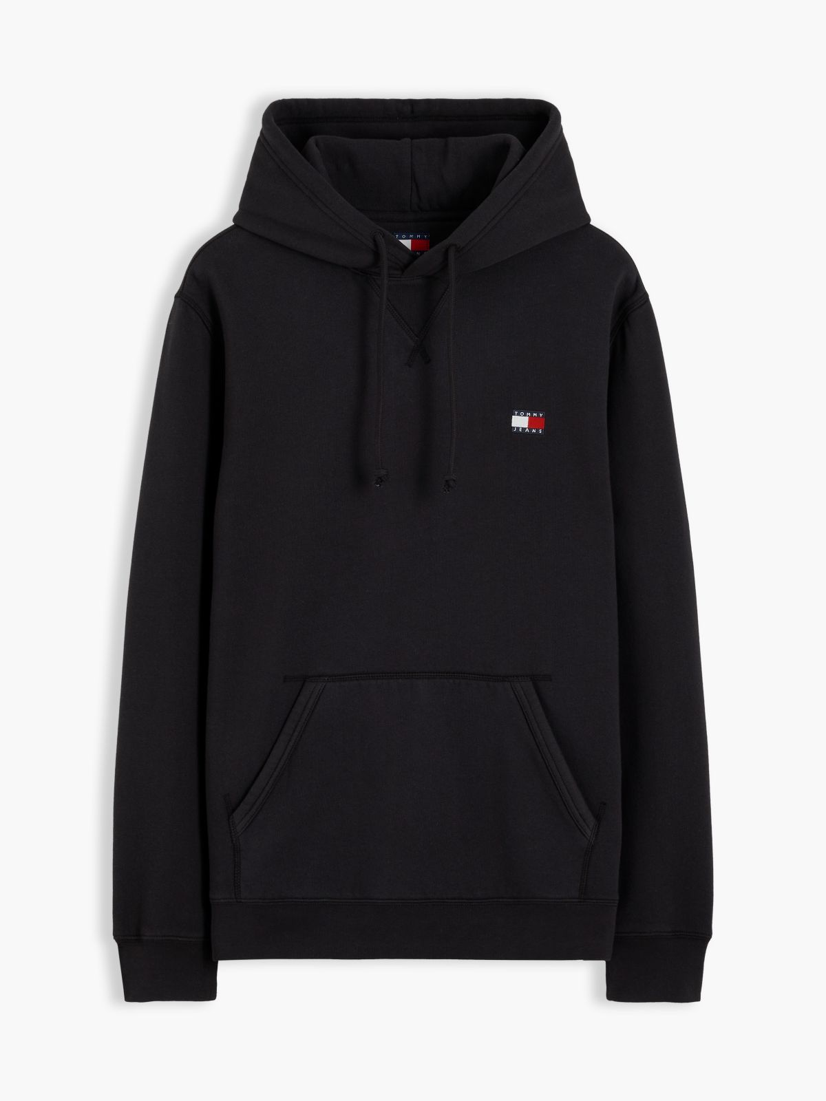Tommy Badge Fleece Drawstring Hoody — Black
