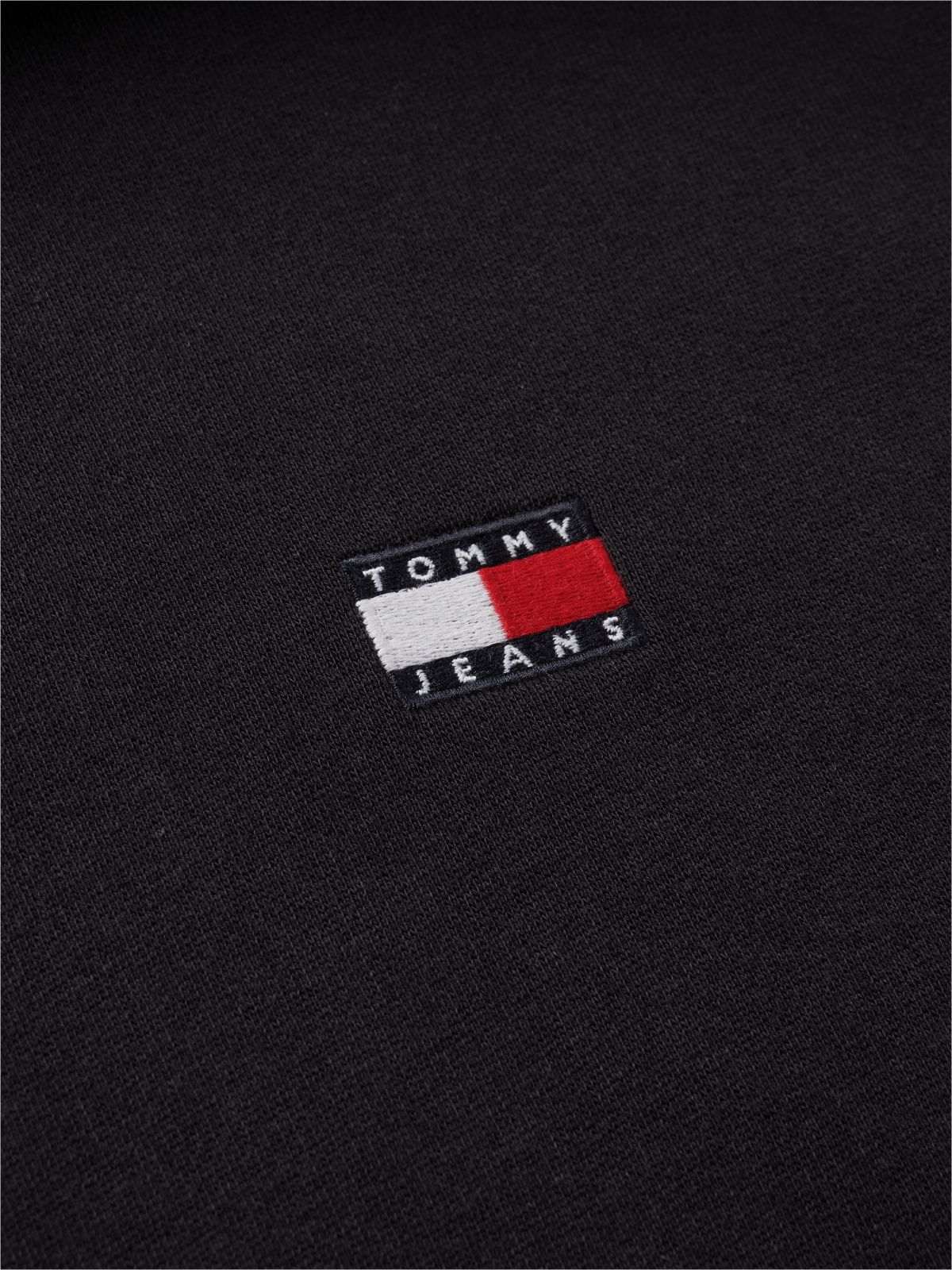 Tommy Badge Fleece Drawstring Hoody — Black