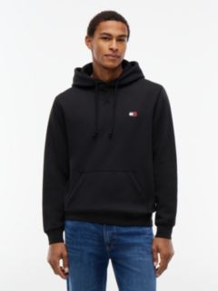 Tommy Badge Fleece Drawstring Hoody — Black 1