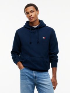 Tommy Badge Fleece Drawstring Hoody — Blue 1
