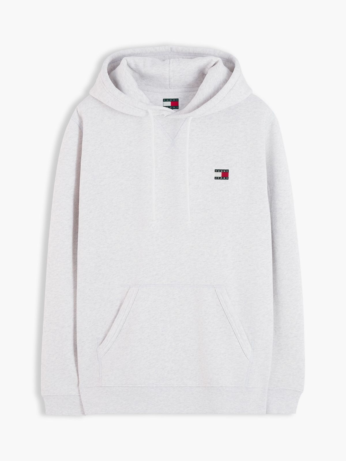 Tommy Badge Fleece Drawstring Hoody — Grey