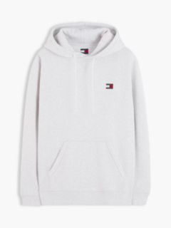 Tommy Badge Fleece Drawstring Hoody — Grey 5