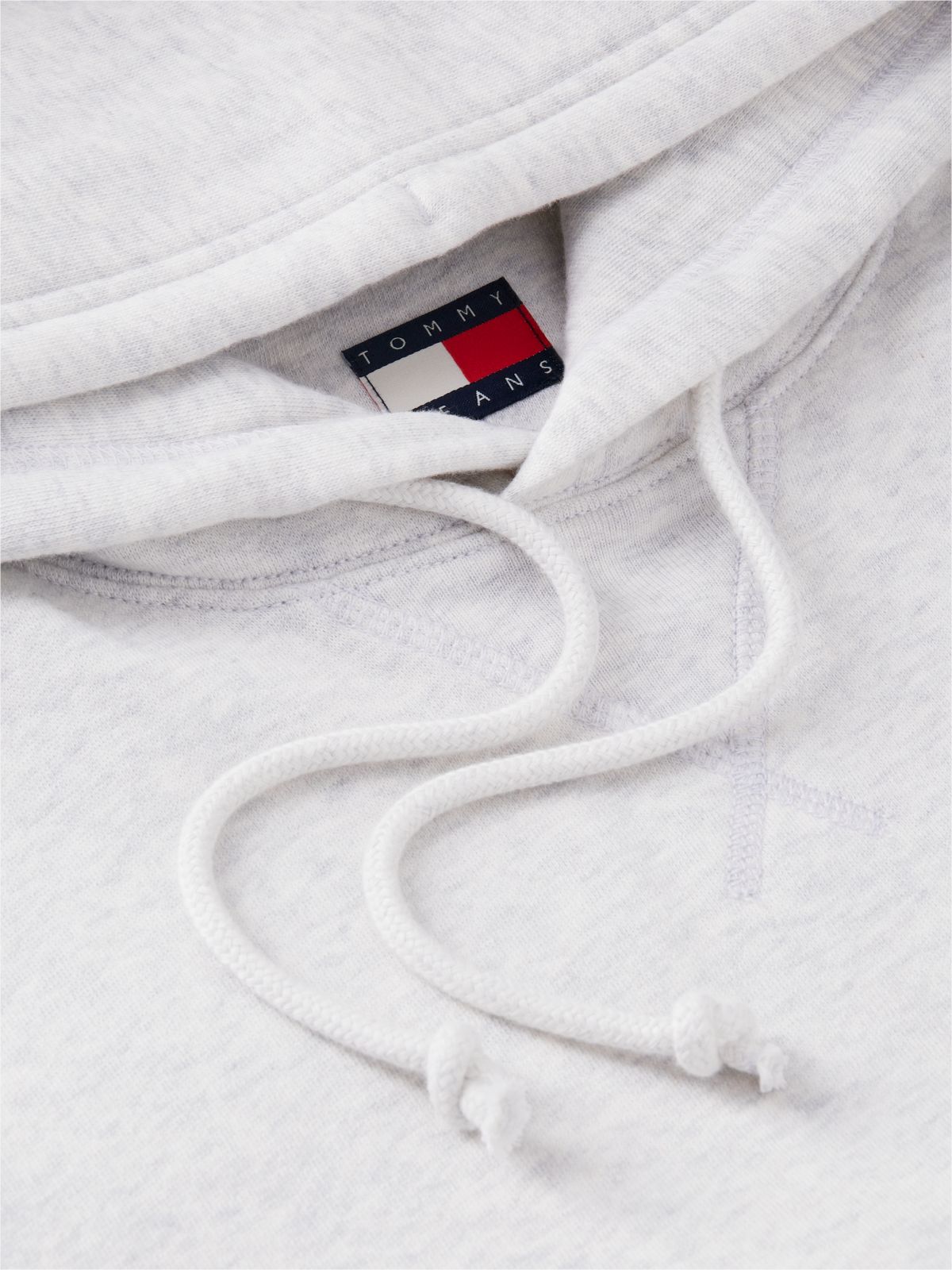 Tommy Badge Fleece Drawstring Hoody — Grey