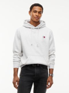 Tommy Badge Fleece Drawstring Hoody — Grey 1