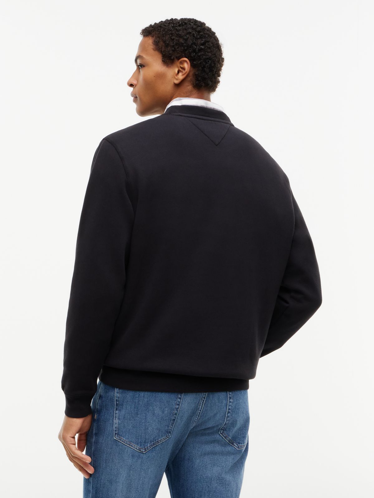 Badge Fleece Crew Neck Sweatshirt — Black