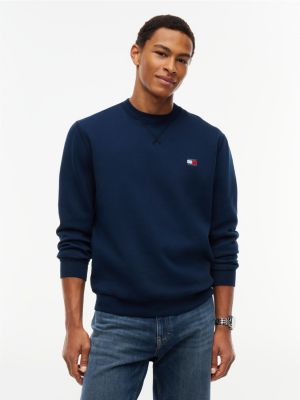 blue badge fleece crew neck sweatshirt for men tommy jeans