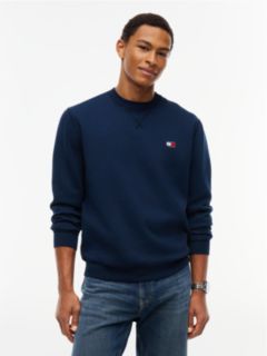 Badge Fleece Crew Neck Sweatshirt — Blue 1