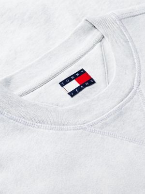 grey badge fleece crew neck sweatshirt for men tommy jeans