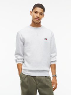 Badge Fleece Crew Neck Sweatshirt — Grey 1