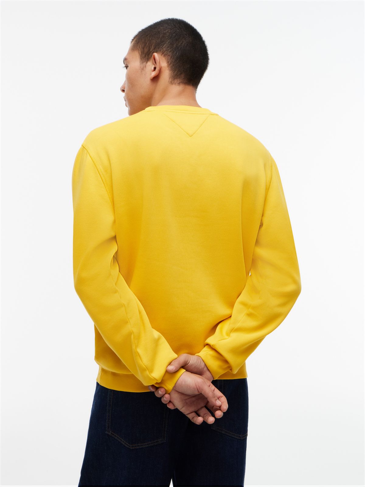 Badge Fleece Crew Neck Sweatshirt — Yellow